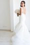 Robe de mariée naturel en organza de traîne mi-longue de sirène grandes bretelles - photo 3