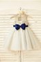 Robe de cortège enfant manche nulle longueur mollet en tulle a-ligne de princesse - photo 2