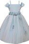 Robe de cortège enfant manche nulle avec fleurs d'epaule ecrite en tulle ligne a - photo 1