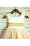 Robe de cortège enfant naturel avec fleurs en satin ligne a arrivée au mollet - photo 3