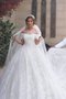Robe de mariée naturel avec manche courte de traîne moyenne epaule nue textile en tulle - photo 1