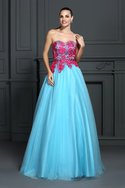 Robe de quinceanera longue en satin avec sans manches jusqu'au sol de mode de bal