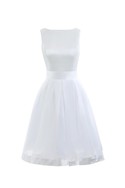 Robe de mariée simple solennel a-ligne de longueur à genou en arc-en-ciel