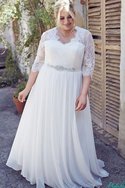 Robe de mariée facile intemporel plissage en grandes tailles jusqu'au sol