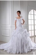 Robe de mariée longue cordon de col en cœur avec sans manches textile taffetas