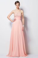 Robe de soirée avec chiffon de princesse avec perle manche nulle col en forme de cœur