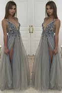 Robe de soirée longueur au ras du sol de princesse avec sans manches ligne a avec perle