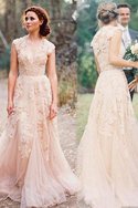 Robe de mariée naturel romantique en tout plein air brodé fermeutre eclair