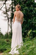 Robe de mariée naturel décontracté d'épaule asymétrique ligne a en chiffon