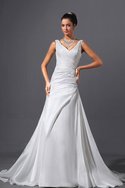 Robe de mariée attirent ruché de col en v textile taffetas entrecroisé