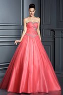 Robe de quinceanera longue de mode de bal cordon manche nulle col en forme de cœur