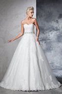 Robe de mariée longue de mode de bal appliques de col en cœur manche nulle