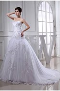 Robe de mariée longue de princesse avec perle cordon ligne a