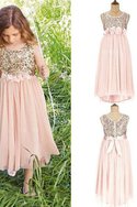 Robe cortège fille en chiffon sucré de princesse longueur mollet manche nulle