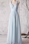 Robe demoiselle d'honneur plissage romantique v encolure ruché a-ligne