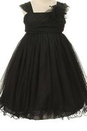 Robe de cortège enfant plissage en tulle de col carré ruché a-ligne