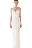 Robe de mariée longue naturel plissage fermeutre eclair avec fronce