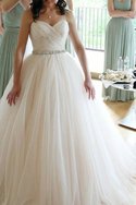 Robe de mariée manche nulle textile en tulle sucré avec perle naturel