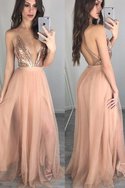 Robe de bal brillant fermeutre eclair a-ligne avec sans manches de princesse