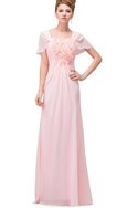 Robe mère de mariée ruché avec chiffon au drapée encolure ronde maillot