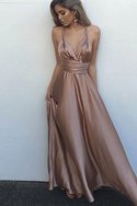 Robe de soirée de princesse avec ruban en satin manche nulle ligne a