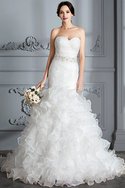 Robe de mariée naturel avec sans manches en satin col en forme de cœur de sirène