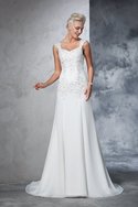 Robe de mariée longue ligne a bretelles spaghetti cordon avec chiffon