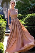 Robe de bal naturel avec sans manches avec chiffon en taffetas en dentelle