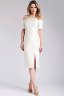 Robe de mariée simple modeste distinguee au niveau de genou avec manche courte