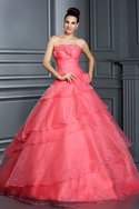 Robe de quinceanera longue de bustier de mode de bal manche nulle longueur au ras du sol