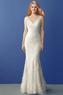 Robe de mariée sexy festonné gaine manche nulle en dentelle