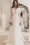 Robe de mariée sexy longue avec chiffon de traîne courte avec sans manches