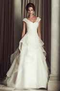 Robe de mariée delicat femme branché en organza de lotus v col profonde