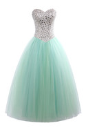 Robe de quinceanera avec cristal en forme dans l'eglise en satin élastique branle