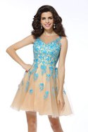 Robe de cocktail bref de princesse en tulle fermeutre eclair appliques