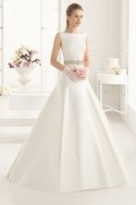 Robe de mariée longue naturel formelle intemporel manche nulle