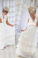 Robe cortège fille avec fleurs jusqu'au sol avec sans manches pétillant naturel