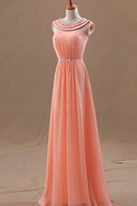 Robe de soirée avec perle a-ligne avec chiffon longueur au ras du sol de princesse