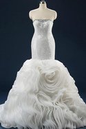 Robe de mariée en organza de sirène de lotus en tissu pailleté manche nulle