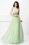 Robe de soirée longue fermeutre eclair avec perle avec chiffon d'épaule asymétrique