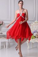 Robe de cocktail en chiffon de tour de ceinture en haute dénudé de col en cœur