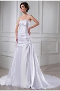 Robe de mariée avec perle de princesse de traîne mi-longue ligne a cordon