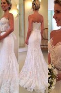 Robe de mariée glamour avec décoration dentelle de sirène avec sans manches appliques