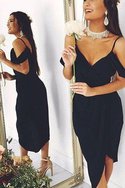 Robe de cocktail manche nulle asymétrique haute qualité en forme bretelles spaghetti