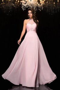 Robe de bal longue fermeutre eclair avec perle ligne a manche nulle