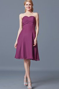 Robe demoiselle d'honneur delicat ligne a en chiffon ruché col en forme de cœur