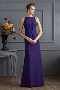 Robe de soirée en chiffon sans dos avec fronce de fourreau avec sans manches