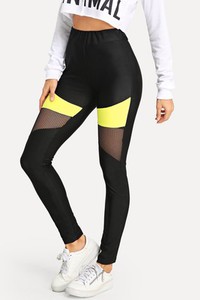 Legging color-block haute qualité en tulle