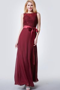 Robe demoiselle d'honneur facile avec zip ligne a avec chiffon ceinture en étoffe