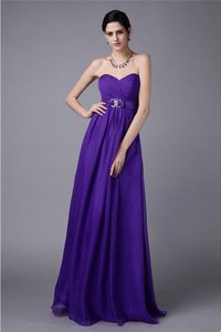 Robe demoiselle d'honneur longue naturel en chiffon jusqu'au sol avec perle